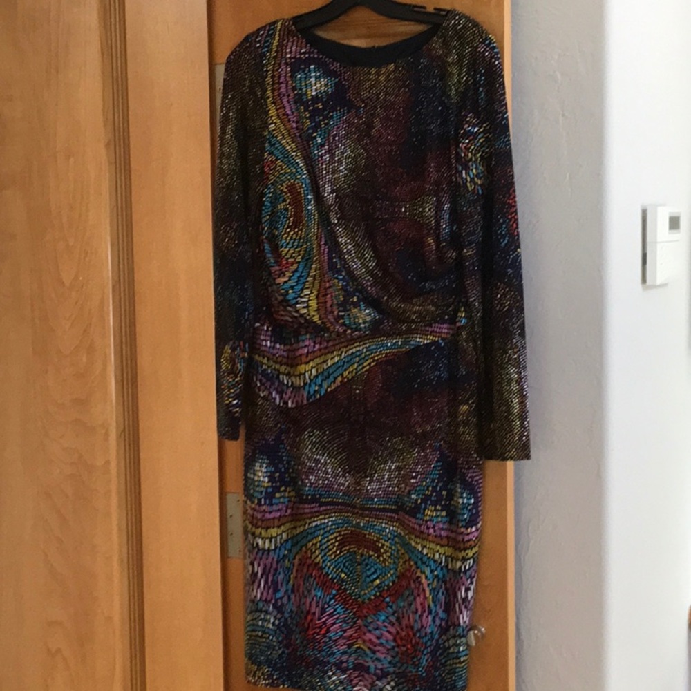 Multi-color faux wrap dress